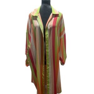 Torrid Multicolor Striped Oversized Summer/Beach Kimono